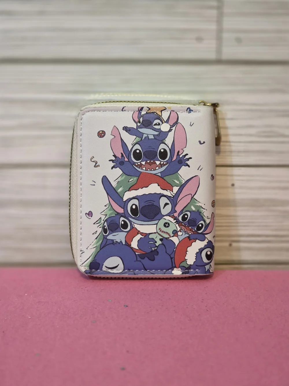 Disney Lilo & Stitch Character Christmas Theme Small Zip-Around Wallet